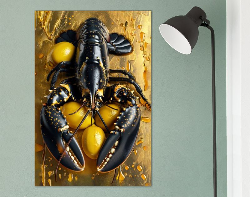 Zwarte kreeft met citroenen