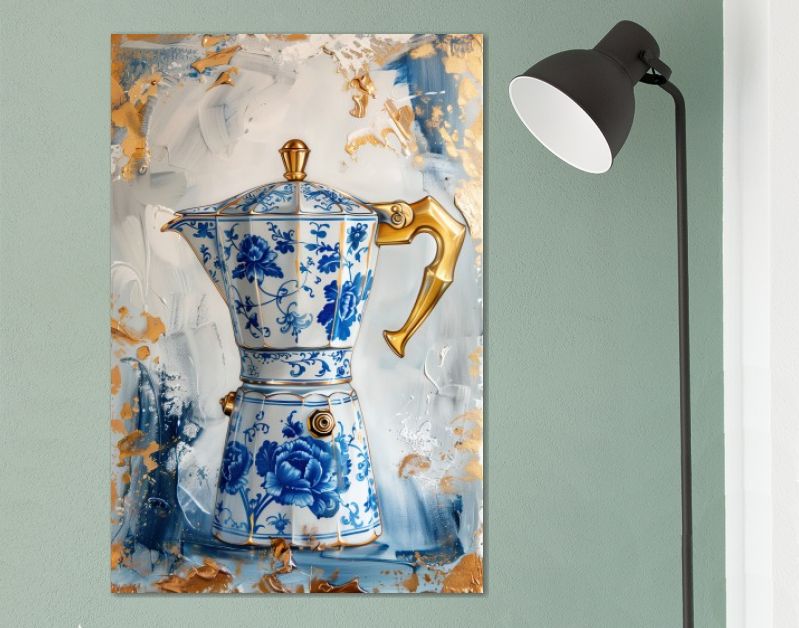 Italian percolator coffee delft blue style