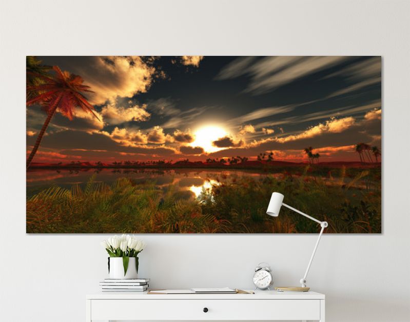 oasis landscape sunset