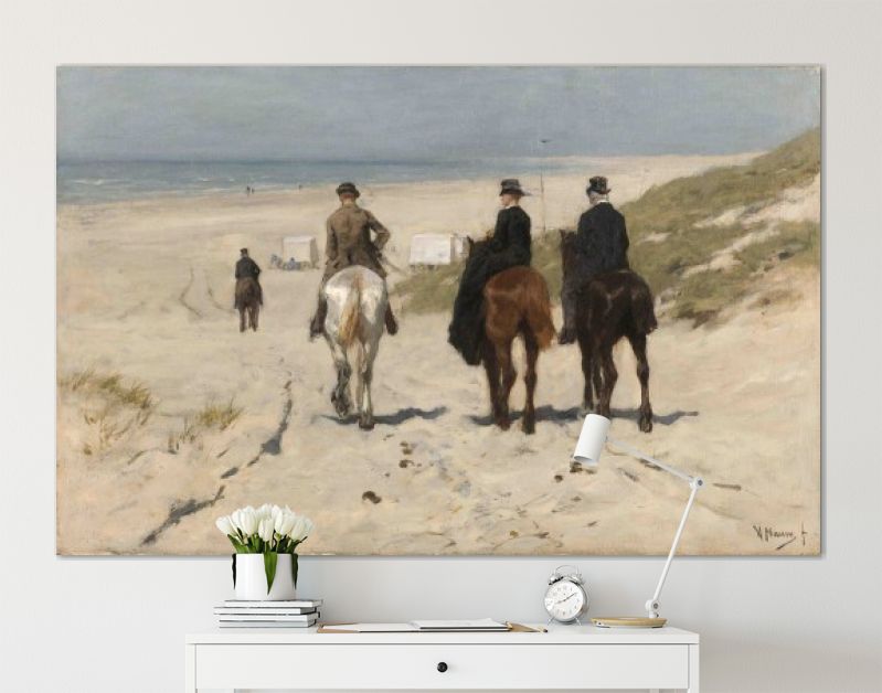 Morgenrit langs het strand, Anton Mauve, 1876