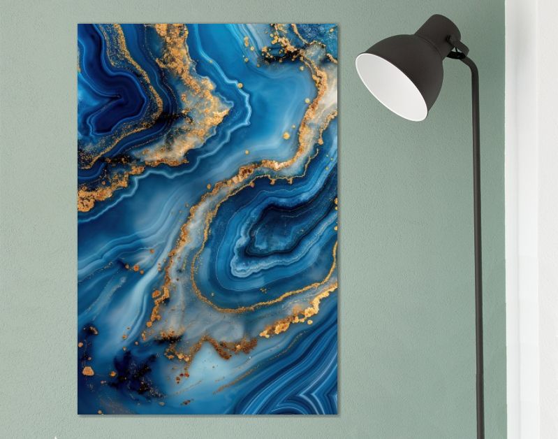 Blauw marmer met goud