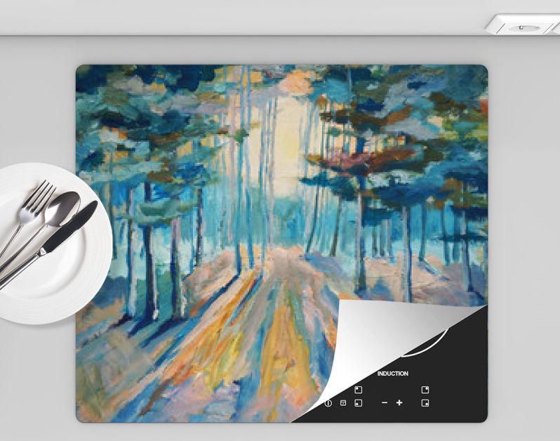 Prachtig winterbos schilderen. Zonlicht in het bos Acryl en volledig spectrum schilderen op canvas en karton