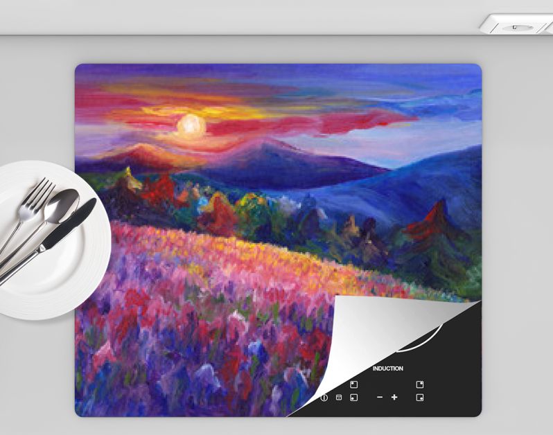 Berglandschap oliekunstwerk, gezellig, vrolijk, met de hand geschilderd