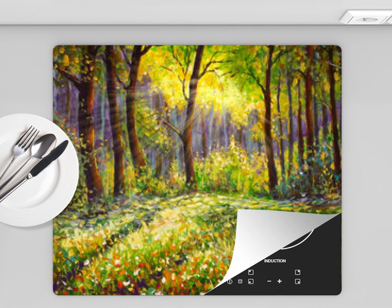 Olieverfschilderij op canvas modern impressionisme Zonnig boslandschap