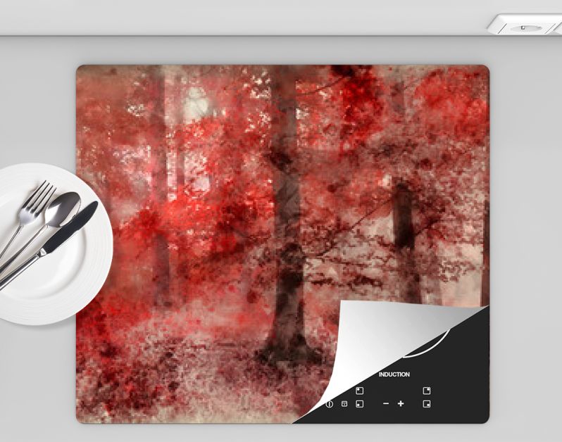 Aquarel schilderij van mooie surrealistische alternatieve kleur fantasie herfst herfst boslandschap conceptuele afbeelding