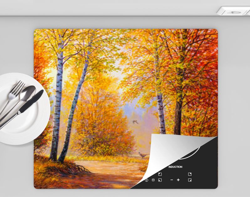 Fazanten in het herfstbos. Landschap met olieverfschilderij.