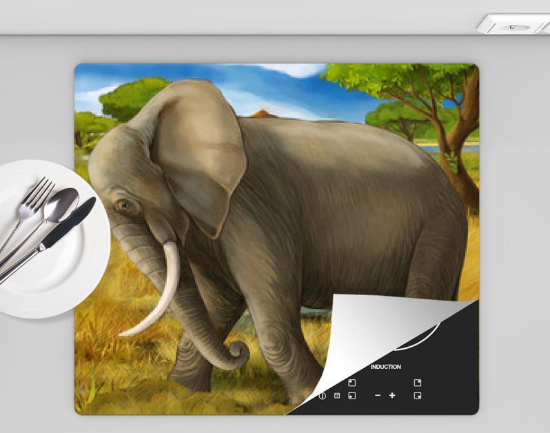 cartoonscène met olifantsafari-illustratie voor kinderen