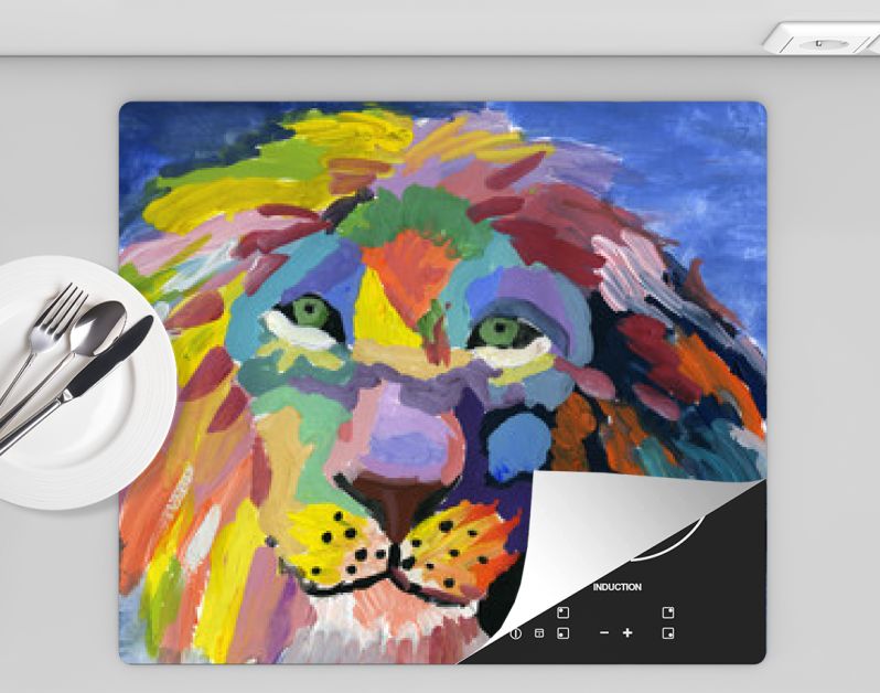 Avantgarde kleurrijk portret van een leeuw