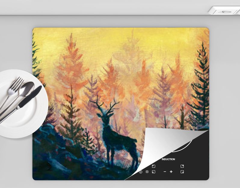 Herten en bos kunst schilderij illustratie dier landschap kunstwerk