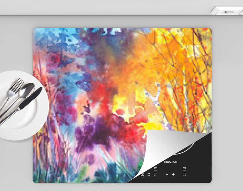 Waterverfillustratie van een prachtig helder herfstboslandschap