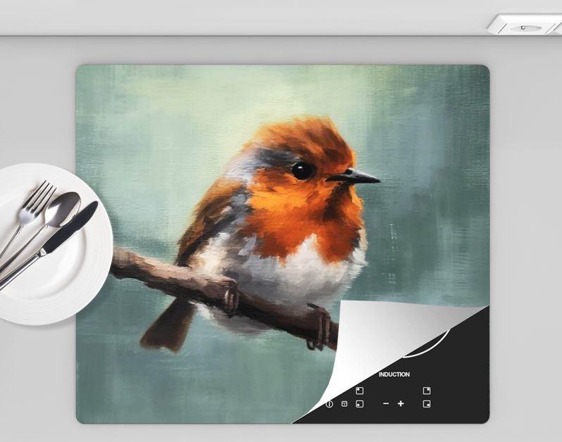 Levendige Details Het Roodborstje in Licht Karmozijnrood en Wit