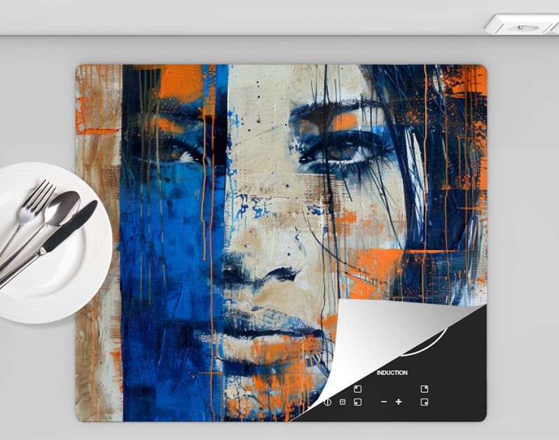 Bold echoes vintage portrait in blues and orange