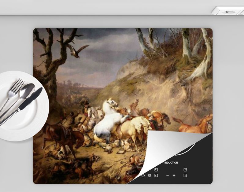 Hongerige wolven overvallen een groep ruiters, Eugène Verboeckhoven, 1836