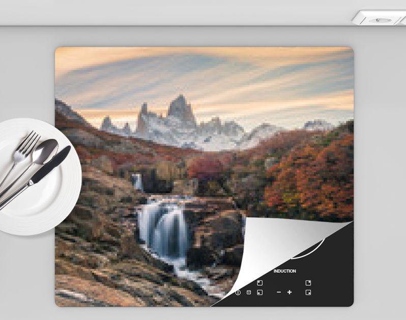 Beautiful mountains and waterfalls, stunning sceneries, popular tourist attractions. The location is in the Glacier National Park, Argentina.