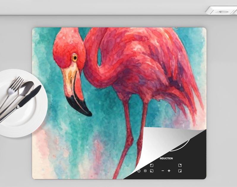 Tropische roze flamingo in felle aquarelkleuren
