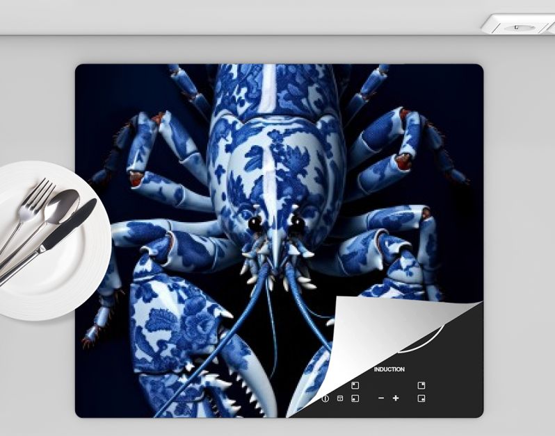 A lobster in Delft Blue style