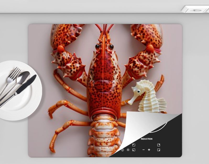 Rode kreeft met zeepaardje