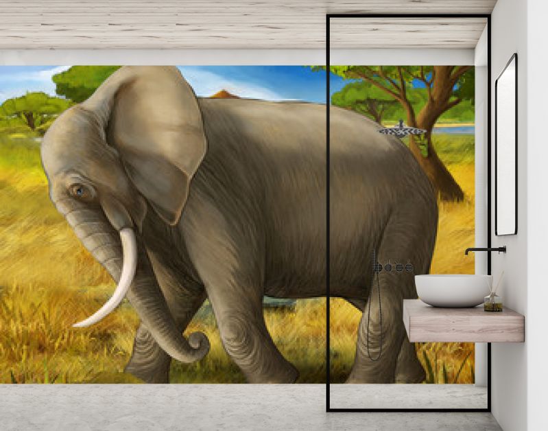 cartoonscène met olifantsafari-illustratie voor kinderen