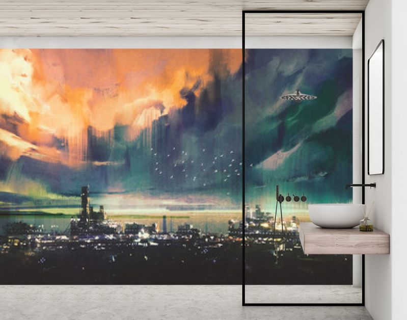 landschap digitaal schilderen van sci-fi stad