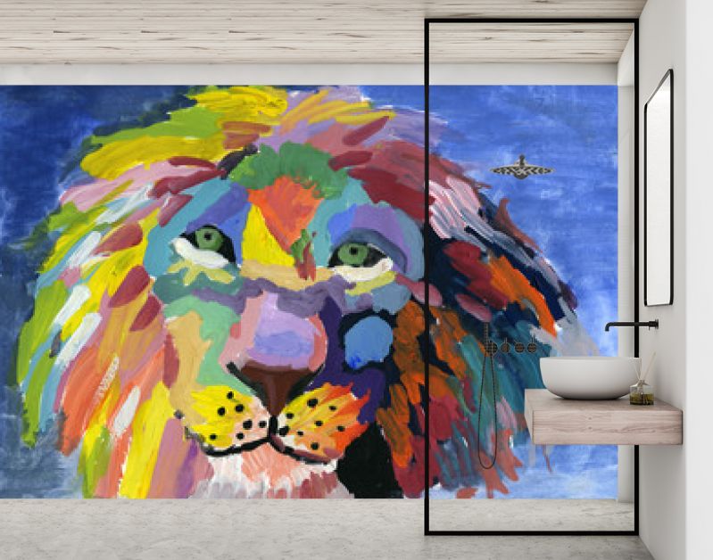 Avantgarde kleurrijk portret van een leeuw