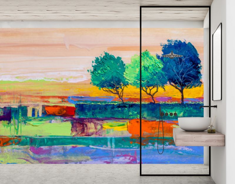 Bomen, olieverfschilderij, artistieke achtergrond