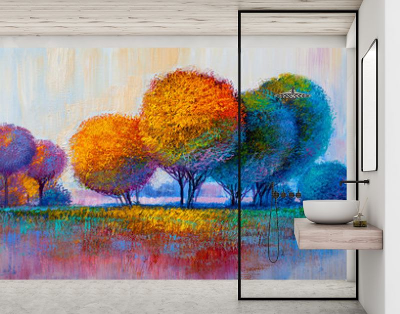 Bomen, olieverfschilderij, artistieke achtergrond