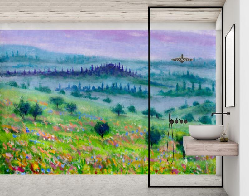 olieverf op canvas modern impressionisme berglandschap van Toscane