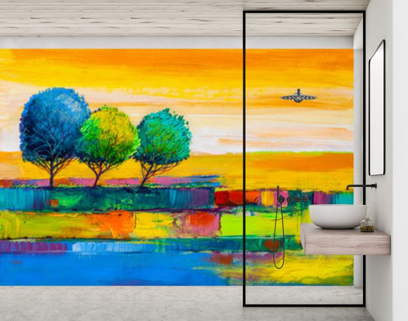 Bomen, olieverfschilderij, artistieke achtergrond