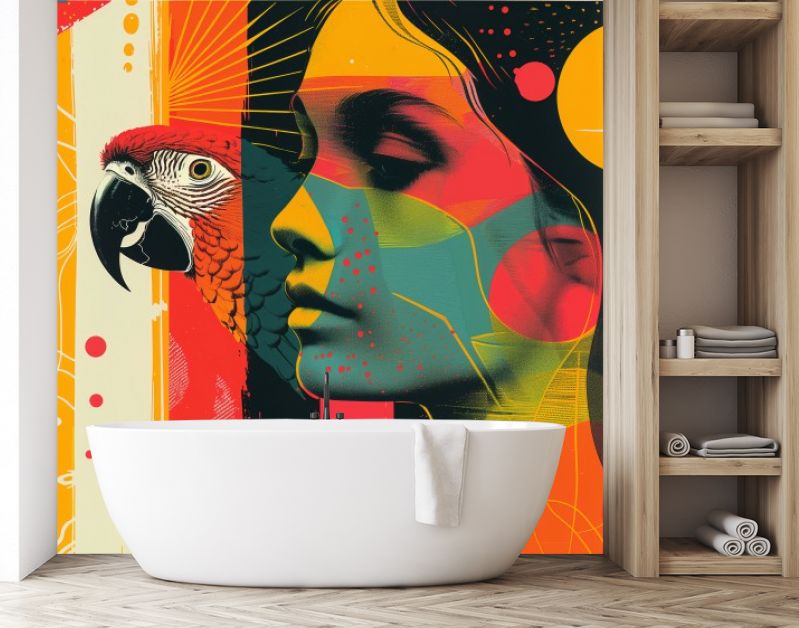 Popart woman with parrot2