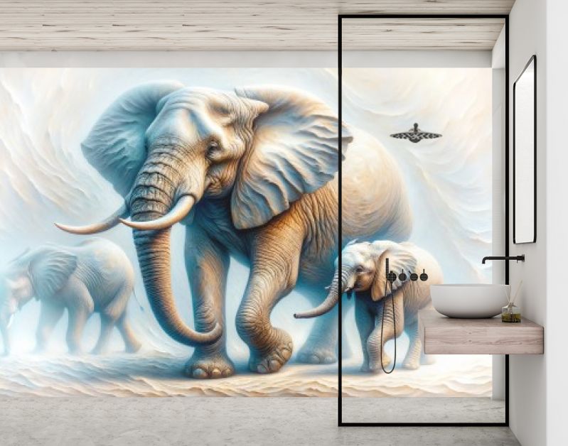 Olifant moeder met twee baby olifantjes