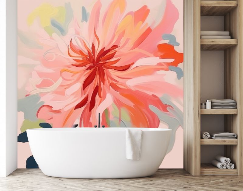 Abstract painted dahlia flower limited color