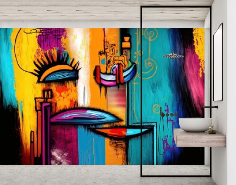 illustratie van kleurrijke surrealistische gezichtskunst