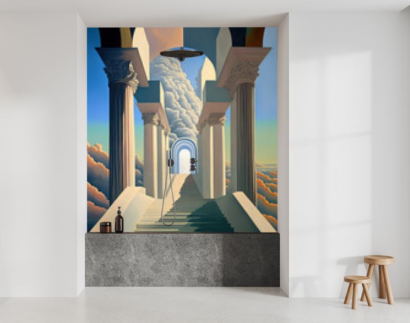 Stairway to heaven illustratie kunst spirituele achtergrond artwork religieus god wolken oplichten trap trap hemel fantasie religie paradijs