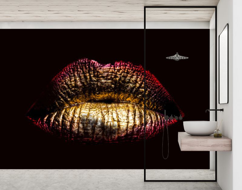 sexy gouden gemetalliseerde vrouwelijke lippen