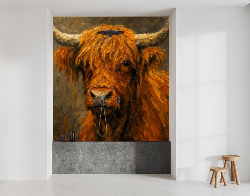 Schotse hooglander met ruige vacht en hoorns