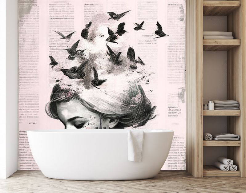 Vrouw mixed media lichtroze