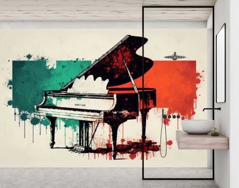 illustratie pop-art vintage stijl grunge textuur van piano en toetsenbord, generatieve Ai