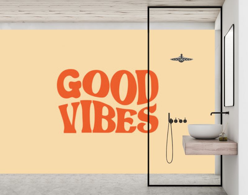 Good vibes only trendy wavy text design retro groovy  warp text typography design vector template for t shirt poster banner wall art	