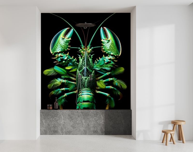 Lobster jungle green feathers