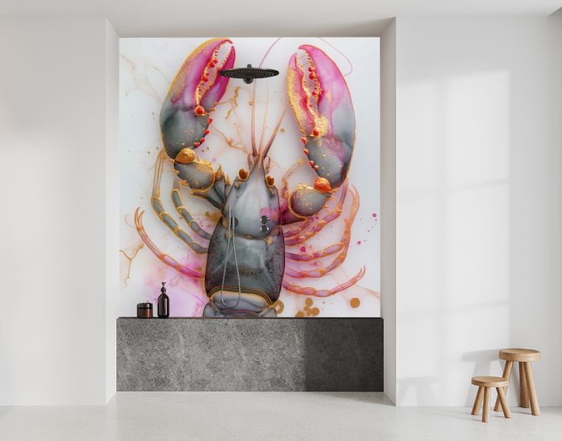 Lobster marble ink grey pink gold