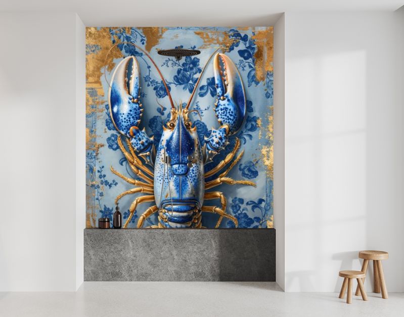 Painting Royal Delft Blue lobster