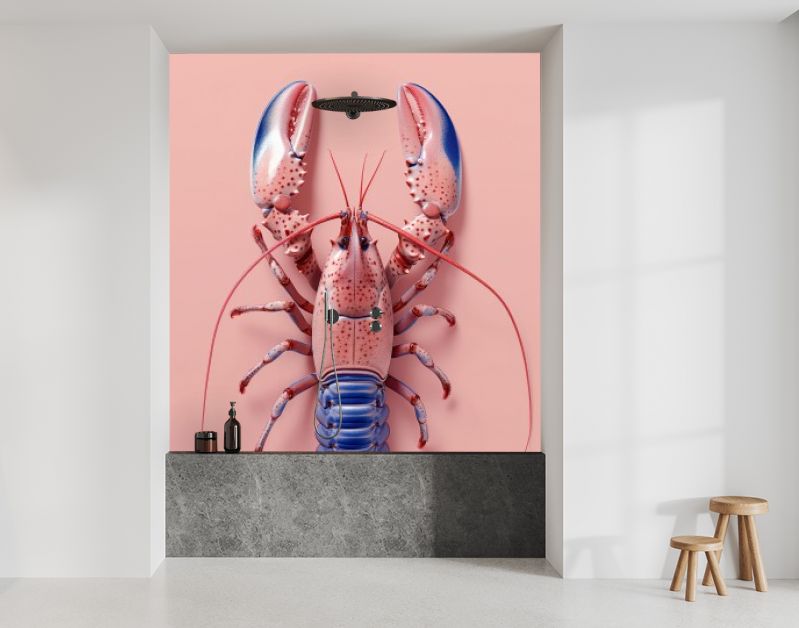 Pink and blue lobster