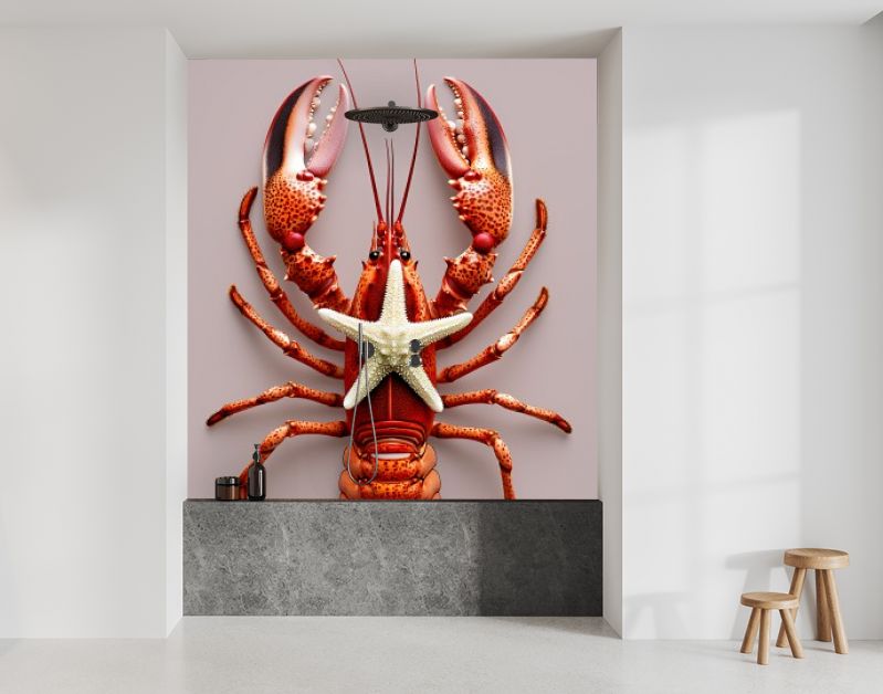 Rode kreeft met zeester