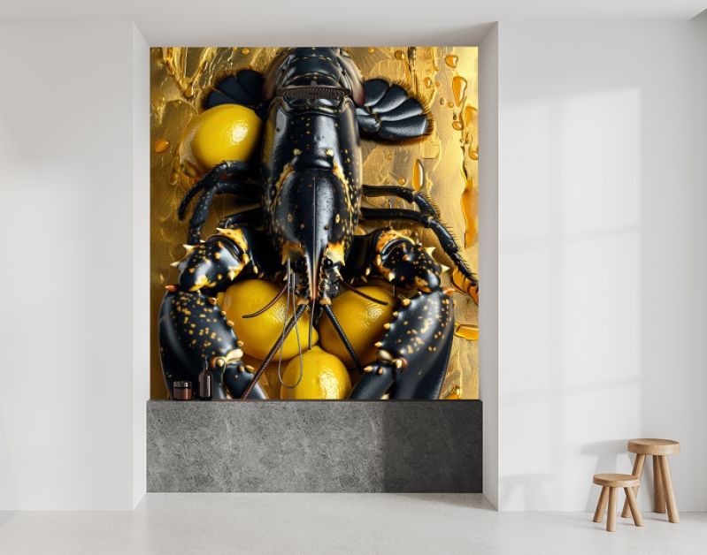 Zwarte kreeft met citroenen