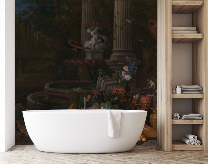 Stilleven van fruit bij een sierfontein, Peeter Gijsels, 1680 - 1690