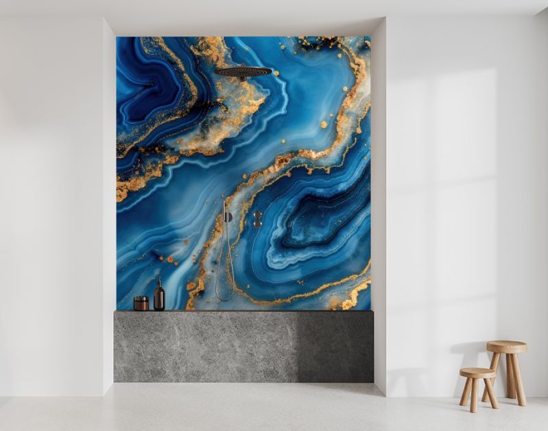 Blauw marmer met goud