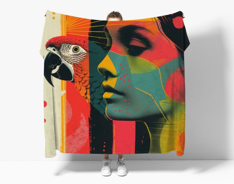 Popart woman with parrot2