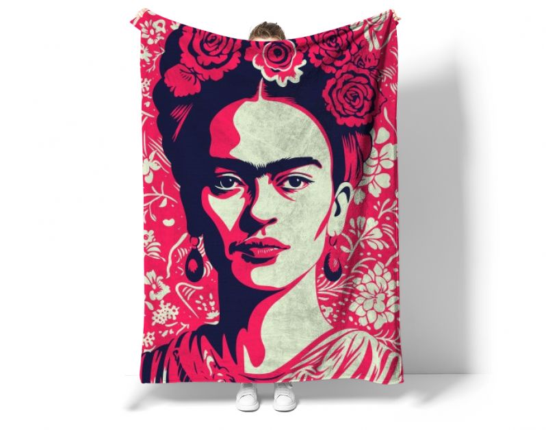 Het Iconische Gezicht, Frida's Kracht in diep rood en zwart