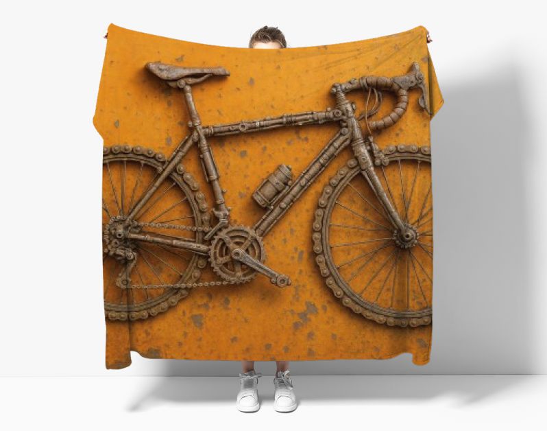 Industriële racefiets van roestig metaal en schroot