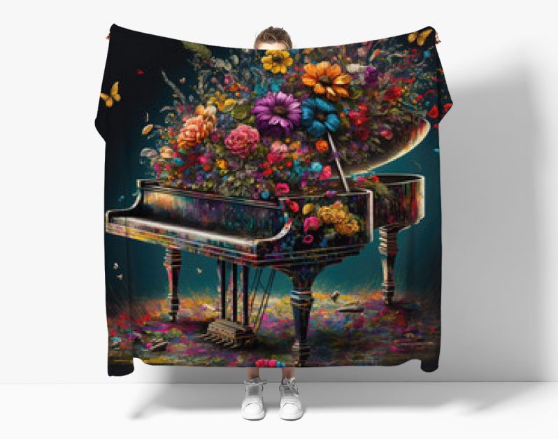 een fantasiebloempianoillustratie, abstracte moderne kunst, generatieve ai-technologie
